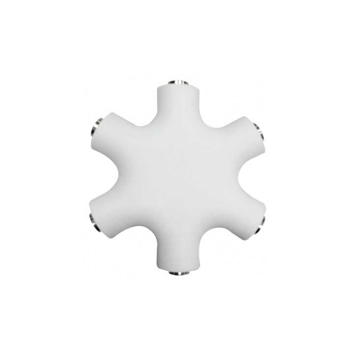 Splitter adaptor Jack 3.5 mm mama x6 stereo +cu cablu 0.2m alb LOGILINK CA1088