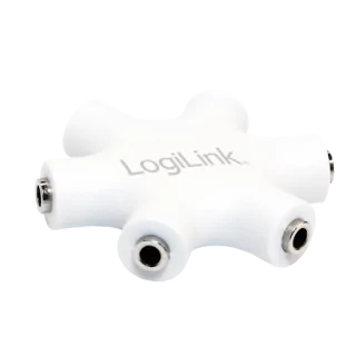 Splitter adaptor Jack 3.5 mm mama x6 stereo +cu cablu 0.2m alb LOGILINK CA1088