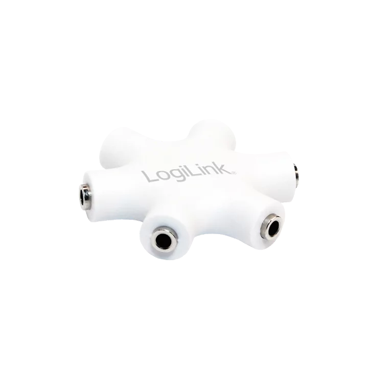 Splitter adaptor Jack 3.5 mm mama x6 stereo +cu cablu 0.2m alb LOGILINK CA1088