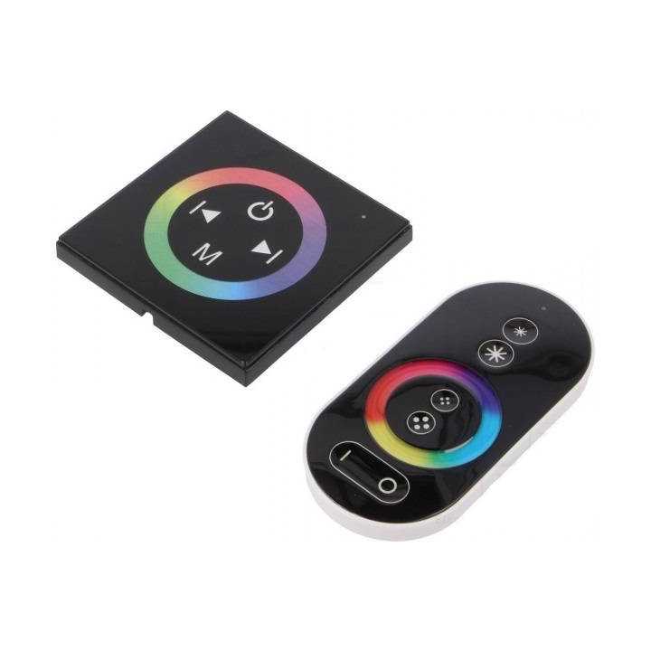 Controler LED 12A control iluminare RGB 12/24VDC Canale 3 neagra OPTOFLASH CTR-RGB-4A-PANEL