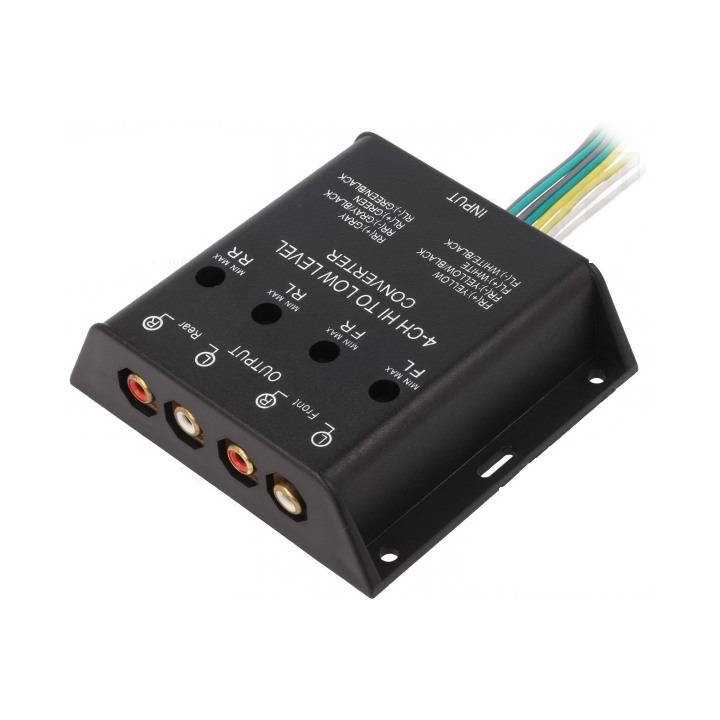 Convertor nivel semnale audio 40W Intrare cabluri iesire 4x RCA aurit 4CARMEDIA