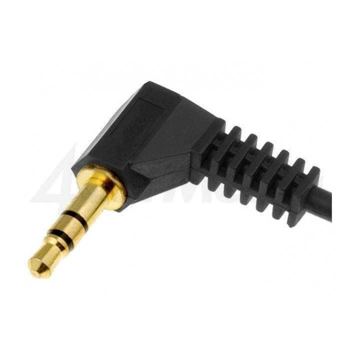 Cablu aurit Jack 3.5 mm 3 pini mufa in unghi tata-tata 0.8m negru 4CarMedia