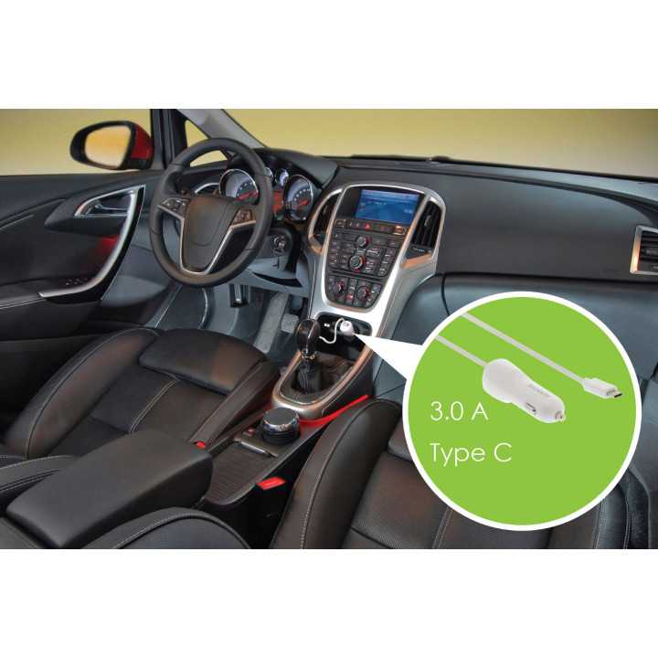 Incarcator auto 12-24V - USB Type C 3A alb Sweex