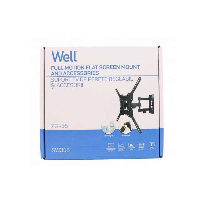 Suport TV LCD de perete 23-55 inch reglabil 3 brate cablu HDMI solutie de curatat Well
