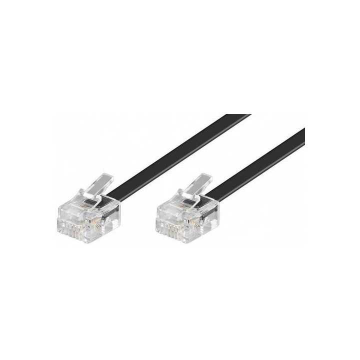 Cablu telefon mufat RJ11 6P4C 7/0.10 CCS negru 6m Well