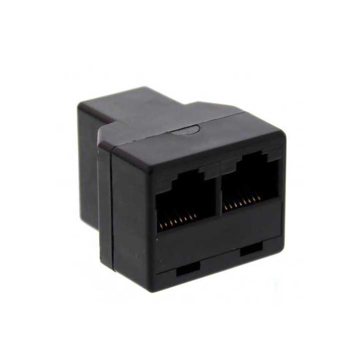 Adaptor telefonic 1x RJ11 6P4C mama - 2x RJ11 6P4C mama negru Well
