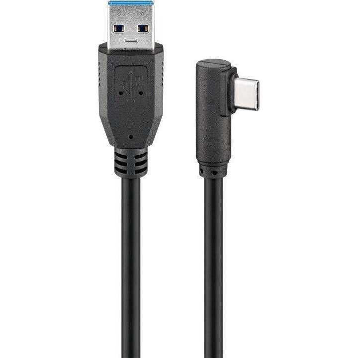 Cablu 0.5m USB Type C tata la USB A 3.0 tata unghi 90 grade negru Goobay