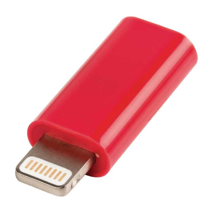 Adaptor iPhone Lightning tata - micro USB mama rosu Valueline