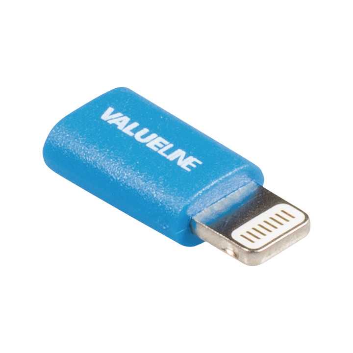 Adaptor iPhone Lightning tata - micro USB mama albastru Valueline
