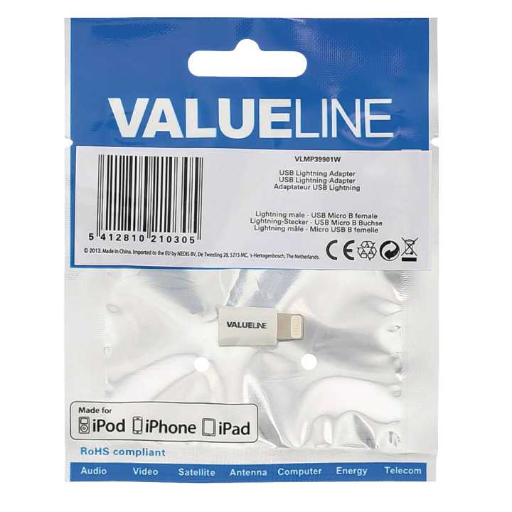 Adaptor iPhone Lightning tata - micro USB mama alb Valueline