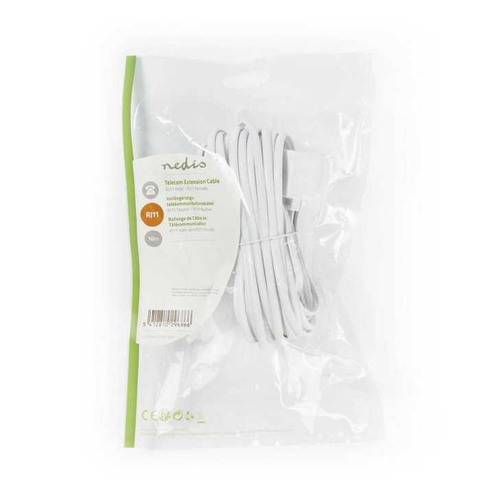 Cablu extensie telefonie RJ11 tata - RJ11 mama 10m alb Nedis
