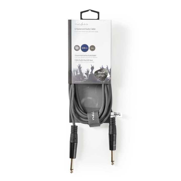 Cablu audio 3m Jack Mono 6.35 mm tata - Jack Mono 6.3 mm tata Nedis