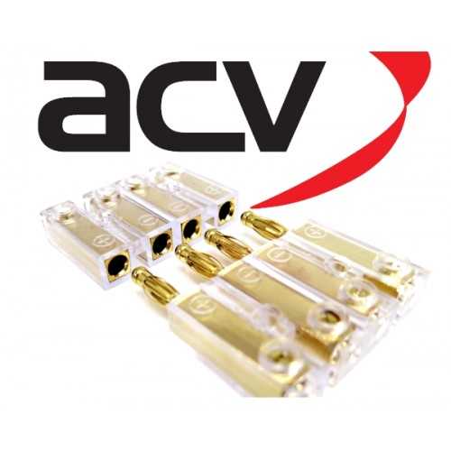 Conector pentru difuzoare 4mm2 aurit mufa/soclu insurubare ACV