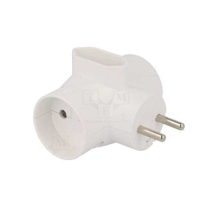 R-20 Conector AC supply splitter Layout 2P Type round flat white TIMEX-ELEKTRO