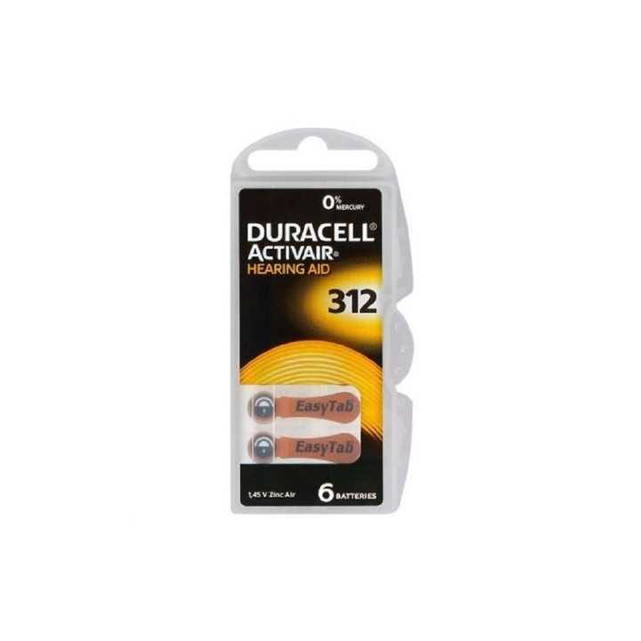 Baterii 312 ZA312 PR41 DURACELL auditive 1.45V ZINC-AIR 6buc