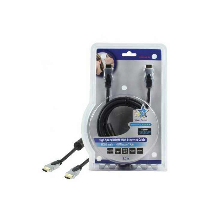 Cablu HDMI - HDMI 2m aurit v1.4 High Speed cu Ethernet HQ