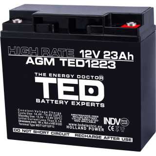 Acumulator 12V 23A AGM VRLA High Rate 181x76x167mm F3 TED Battery Expert Holland