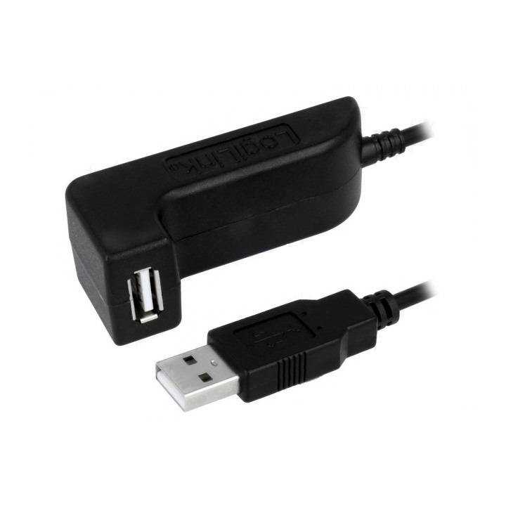 Cablu USB 2.0 A soclu mama - USB A mufa tata nichelat 1.5m negru LOGILINK