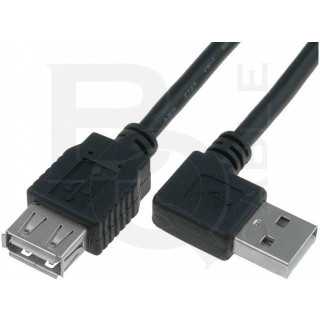 Cablu USB 2.0 A soclu mama - USB A mufa tata in unghi 1.8m negru BQ CABLE