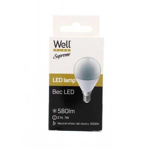 Bec LED G45 E14 7W 230V lumina naturala Well