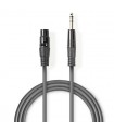 Cablu audio Stereo XLR 3-Pini mama - 6.35 mm Jack tata 1.5m gri Nedis