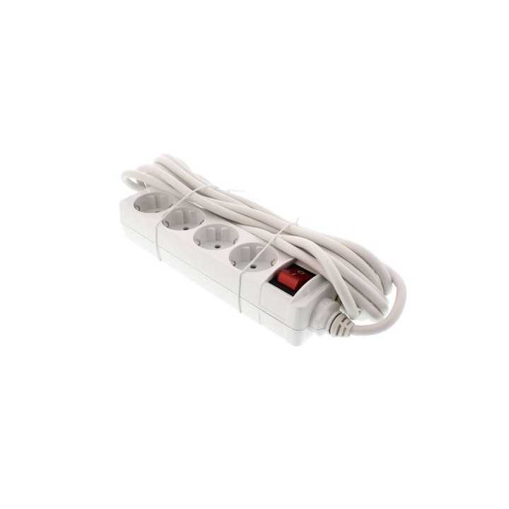 Prelungitor 4 prize 5m cu intrerupator ignifug cablu 3xG1.5mmp Well