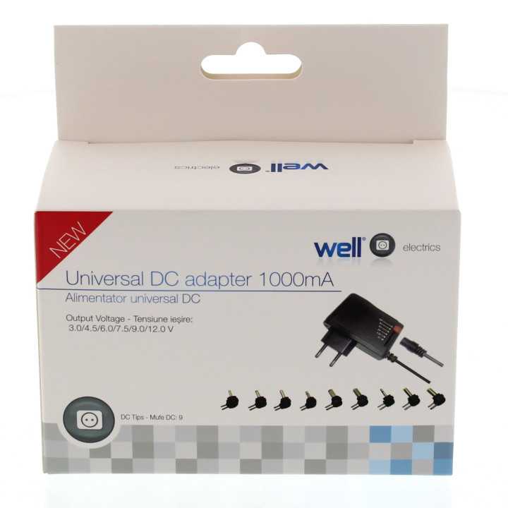 Alimentator universal in comutatie 1000mA iesire USB 9 mufe Well