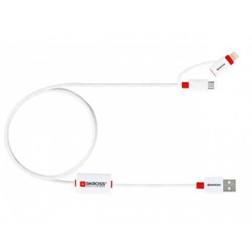 Cablu USB Skross Buzz Line A tata - micro USB A tata 1m alb