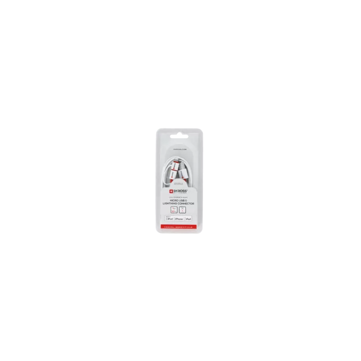 Cablu USB Skross Essentials Line 2 in 1 cu conector micro USB - lightning alb 1m