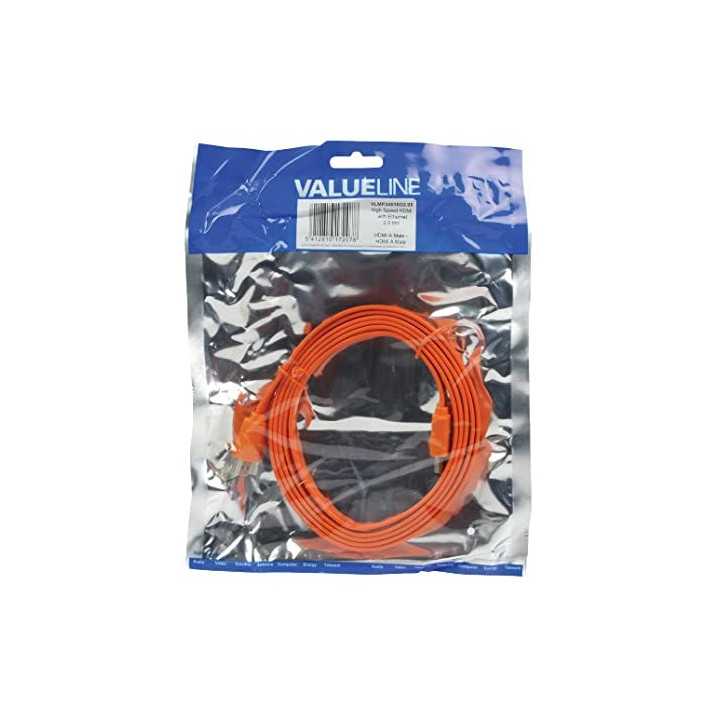 Cablu HDMI - HDMI High speed plat cu eternet 2m portocaliu VALUELINE