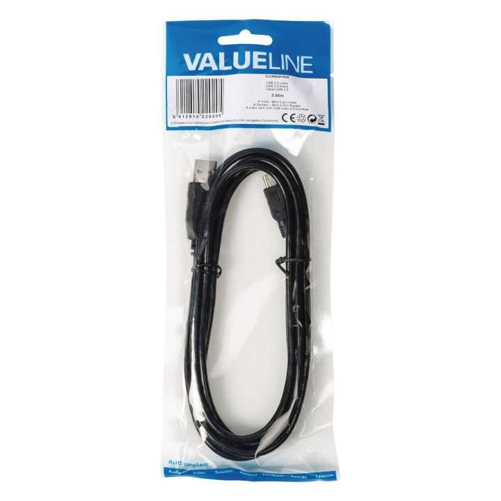 Cablu USB 2.0 tata - mini USB 5 pini tata 1.8m VALUELINE