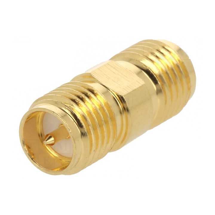 Adaptor SMA mama - RP-SMA tata reverse drept 50ohm teflon aurit AMPHENOL 132169RP