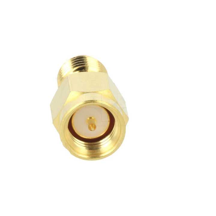 Adaptor SMA tata - RP-SMA tata reverse drept 50ohm teflon aurit AMPHENOL 132171RP