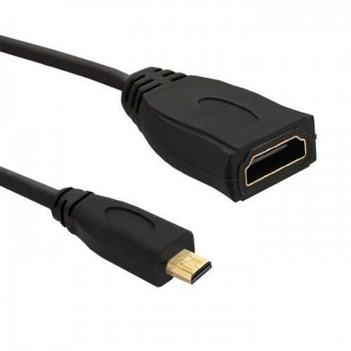Cablu HDMI 1.4 soclu mama - micro mufa tata HDMI 0.2m negru QOLTEC 50399