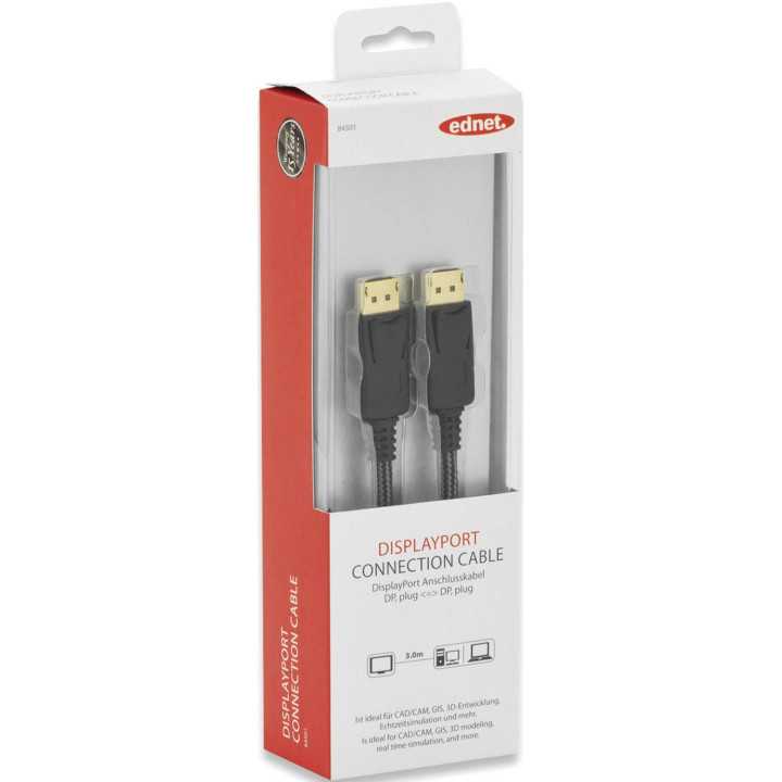 Cablu DisplayPort 1.2v DisplayPort mufa din ambele parti 3m EDNET 84501