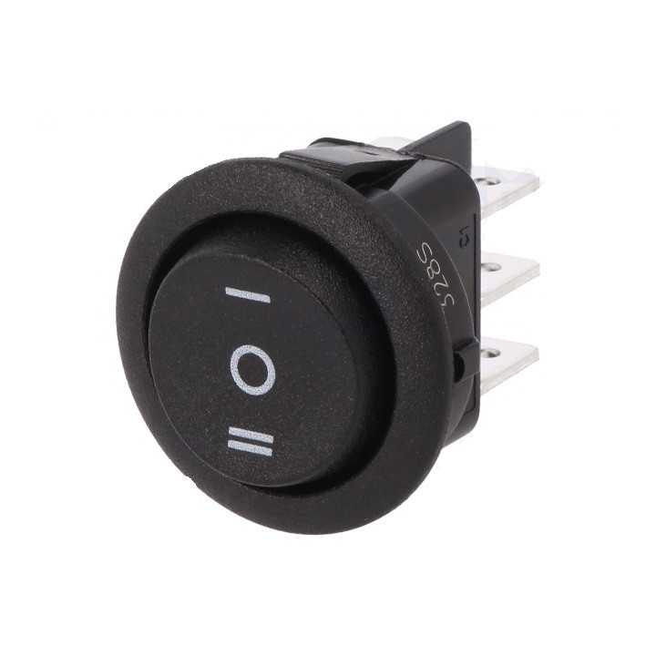 Intrerupator ROCKER DP3T ON-OFF-ON 10A 250VAC Pozitii 3 cu retinere 20mOhm CANAL ELECTRONIC MR3-230-R6-BBNWC