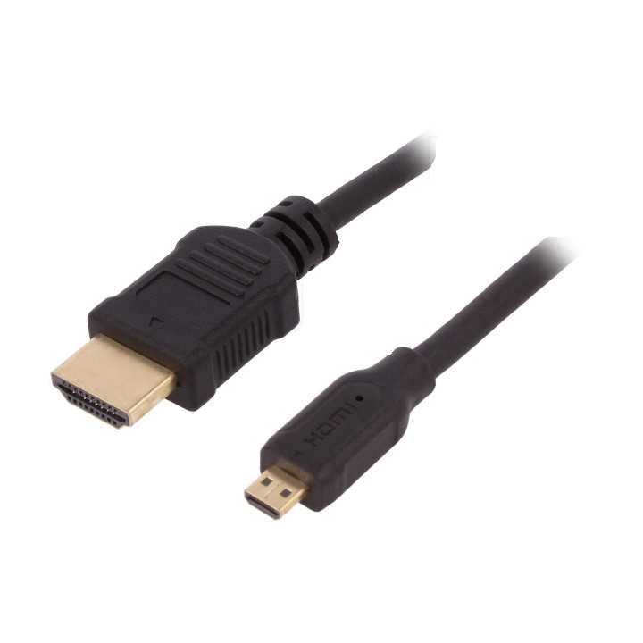 Cablu HDMI 1.4 microHDMI mufa tata - HDMI mufa tata 1m negru QOLTEC