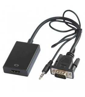 Cablu adaptor VGA +JACK 3.5 mm - HDMI tata-mama 0.1m