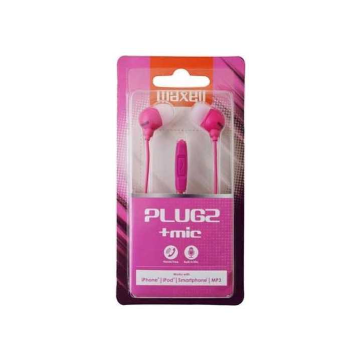Casca in ureche 3.5mm roz cu microfon Plugz Maxell