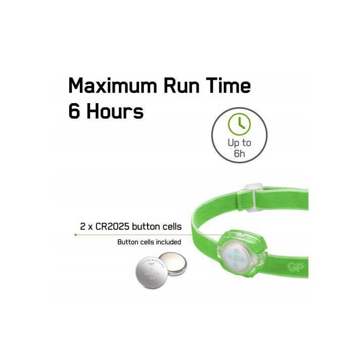 Lanterna frontala LED GP CH31 verde 40lm 2x CR2025