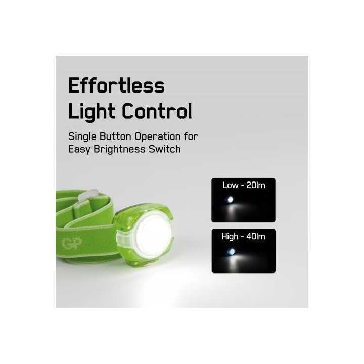 Lanterna frontala LED GP CH31 verde 40lm 2x CR2025