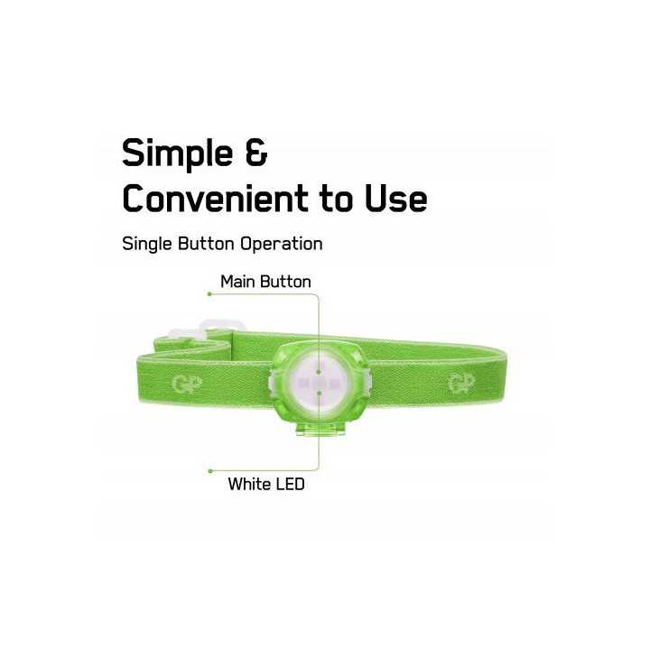 Lanterna frontala LED GP CH31 verde 40lm 2x CR2025