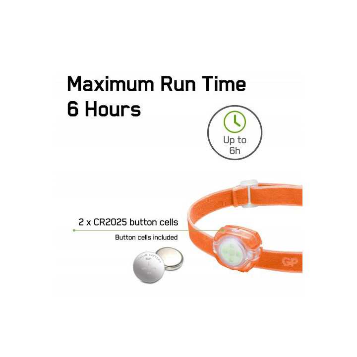 Lanterna frontala LED GP CH31 portocaliu 40lm 2x CR2025