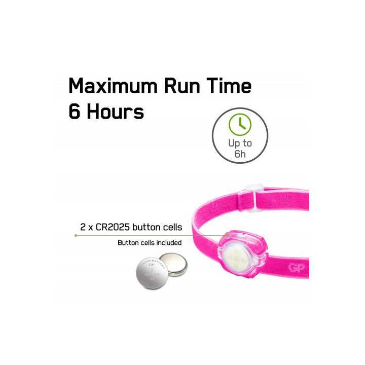 Lanterna frontala LED GP CH31 roz 40lm 2x CR2025