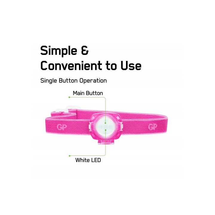 Lanterna frontala LED GP CH31 roz 40lm 2x CR2025