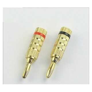 Mufa banana 5mm tata inel negru cu surub metal aurit