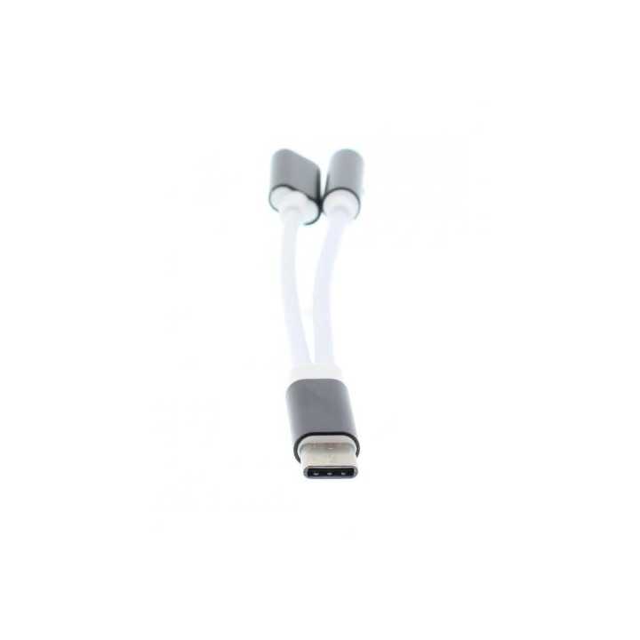 Adaptor USB Type C tata - jack 3.5 mm mama si USB Type C mama 13cm Well