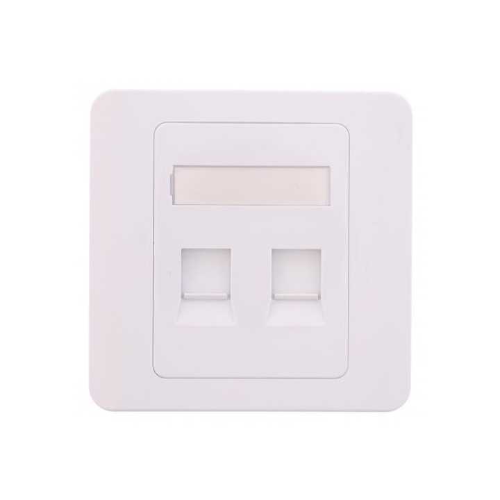 Capac priza RJ45 fara Keystone 2 porturi alb Well
