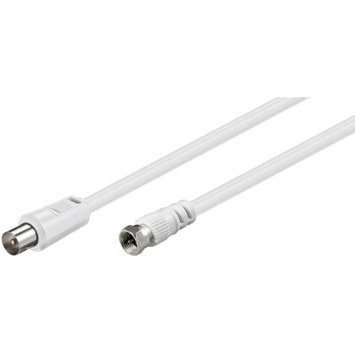 Cablu conexiune antena /SAT 5m F tata - Coaxial tata alb Goobay