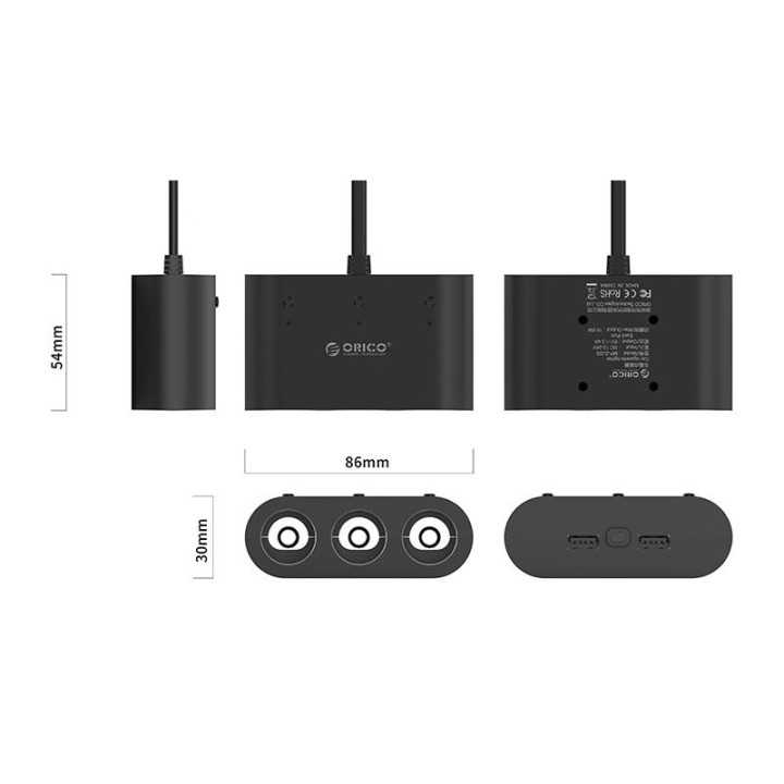 Incarcator auto Orico MP-2U3S 3 port-uri negru